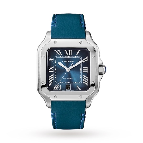 Cartier Santos de Cartier Men Automatic Blue Stainless Steel Watch WSSA0030