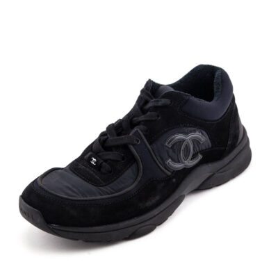 Chanel Black Suede CC Sneakers Size US 10 | EU 40