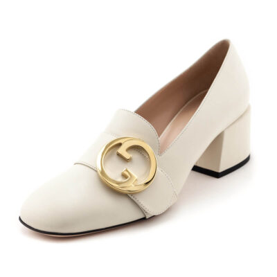 Gucci Mystic White Blondie GG Mid-Heel Pumps Size US 8 | EU 38