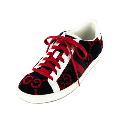 Gucci Navy & Red Velvet GG Ace Sneakers Size US 9 | EU 39