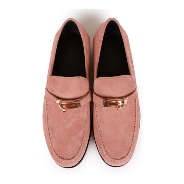 Hermes Destin Loafer Rose Aube Suede Rose Gold Hardware 38