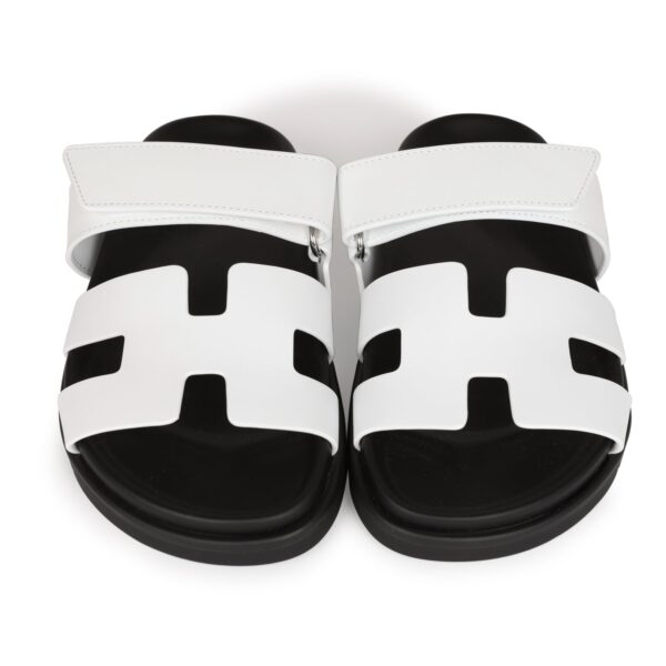 Hermes Chypre Sandals White Palladium Hardware 35.5 EU