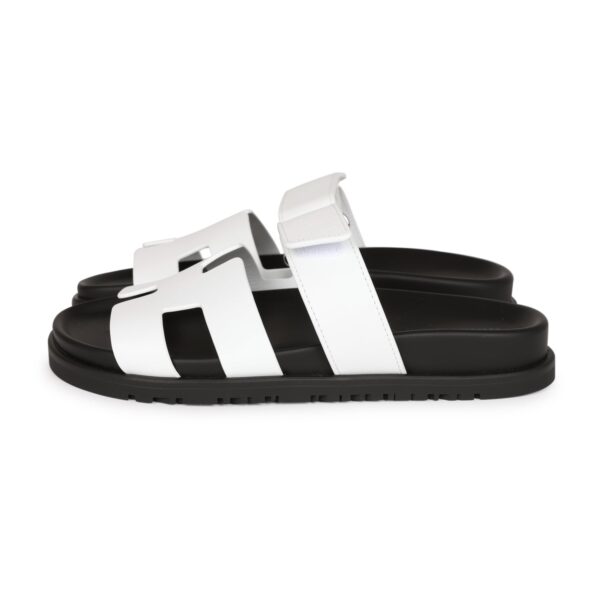 Hermes Chypre Sandals White Palladium Hardware 35.5 EU