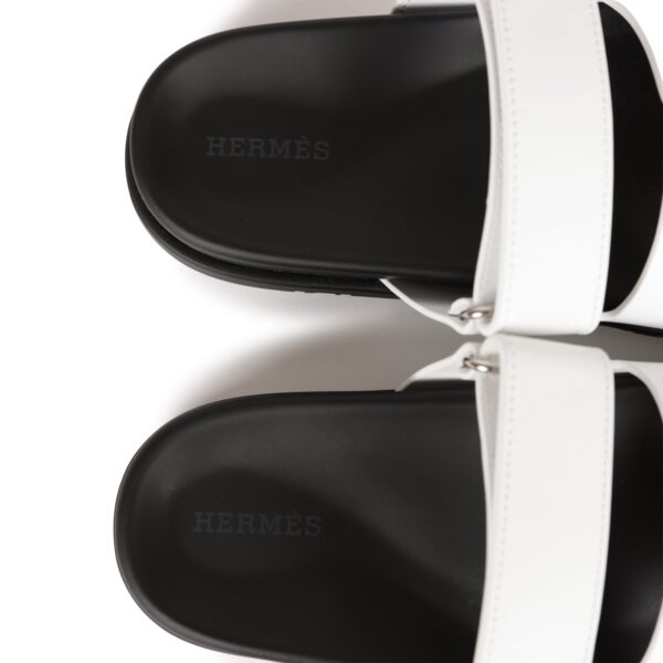 Hermes Chypre Sandals White Palladium Hardware 35.5 EU