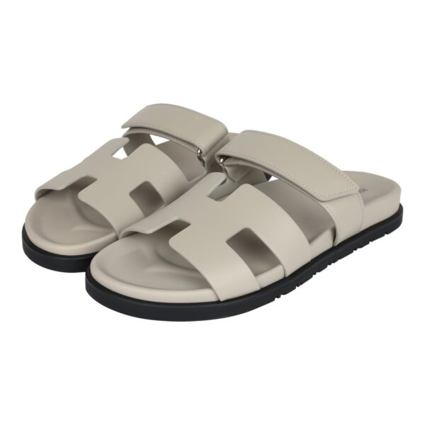 Hermes Chypre Techno Sandals Beige Esquisse Calfskin Palladium Hardware 40 EU