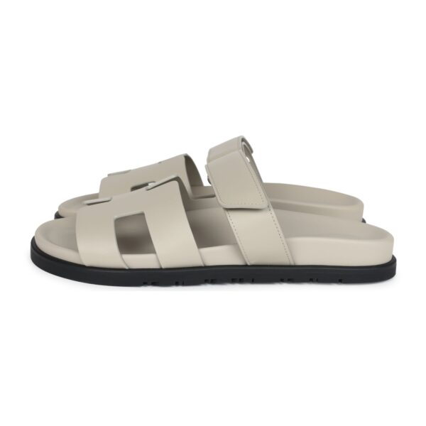 Hermes Chypre Techno Sandals Beige Esquisse Calfskin Palladium Hardware 40 EU