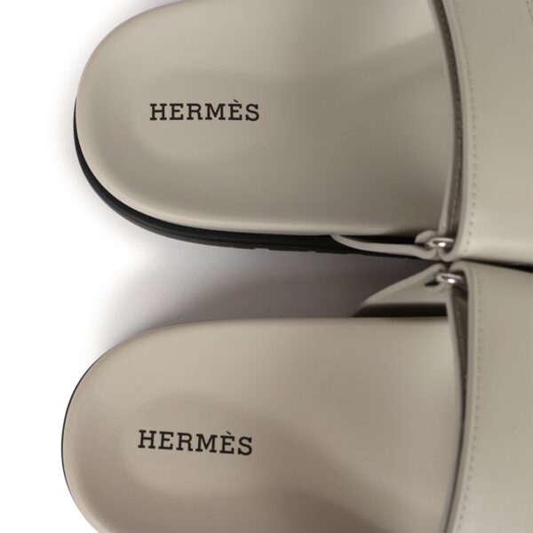 Hermes Chypre Techno Sandals Beige Esquisse Calfskin Palladium Hardware 40 EU