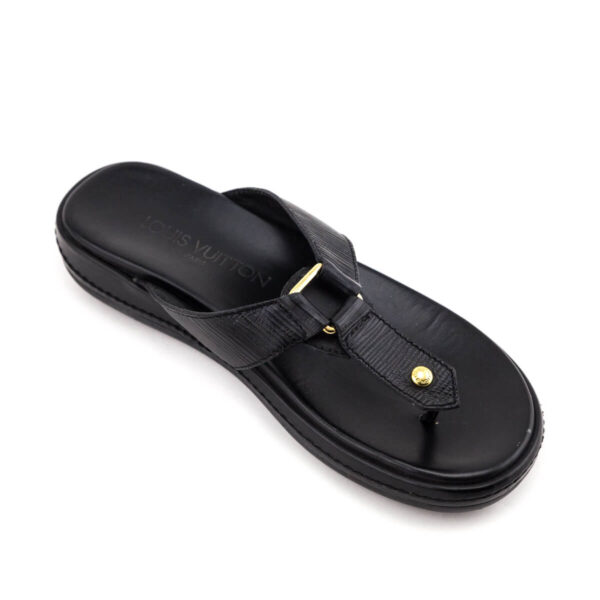 Louis Vuitton Black Epi Thong Sandals Size US 7 | EU 37