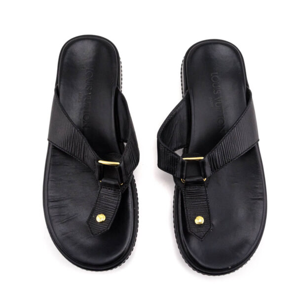 Louis Vuitton Black Epi Thong Sandals Size US 7 | EU 37