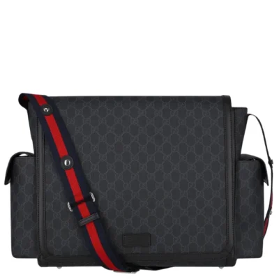 Gucci GG Supreme Canvas Web-Strap Flap Messenger Bag