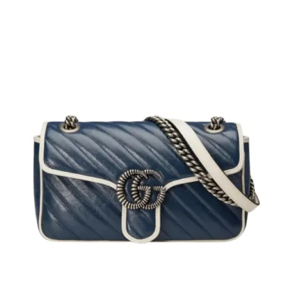 Gucci GG Marmont Chain Blue Shoulder Bag