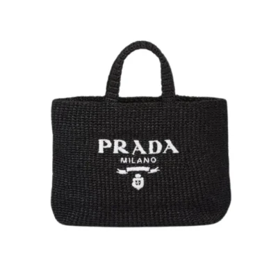 Prada Raffia Small Crochet Tote Bag